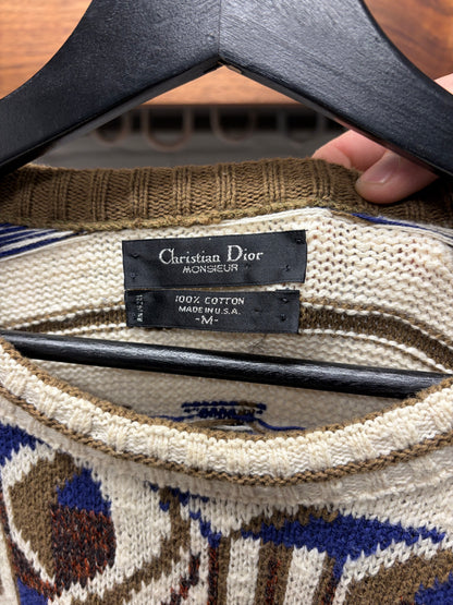 Vintage 1990s Christian Dior Patterned Knit Sweater