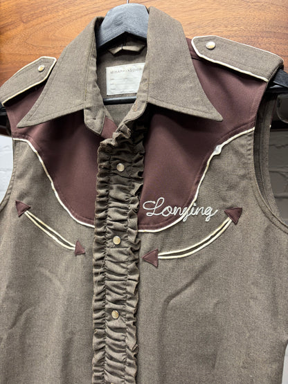2000s Miharayasuhiro Western Short Sleeve Cutoff Collared Shirt