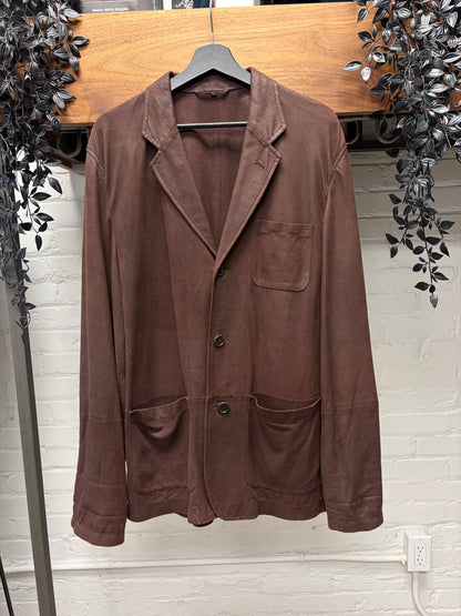 Vintage 90s Ann Demeulemeester Faded Brown Mens Leather Blazer