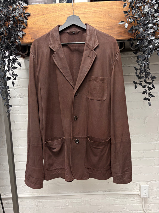 Vintage 90s Ann Demeulemeester Faded Brown Mens Leather Blazer