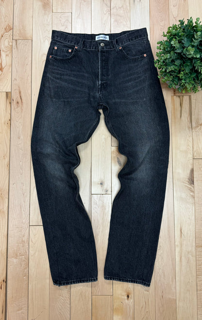 Balenciaga ‘Washed Black’ Bootcut Distressed Denim