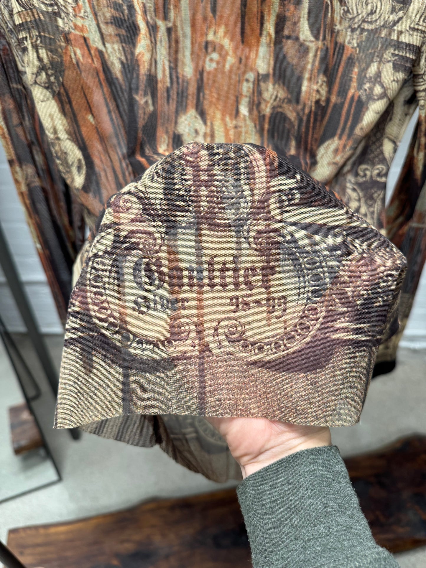 AW1998 Jean Paul Gaultier Gothic ‘Cathedral’ Mesh Long Sleeve Shirt