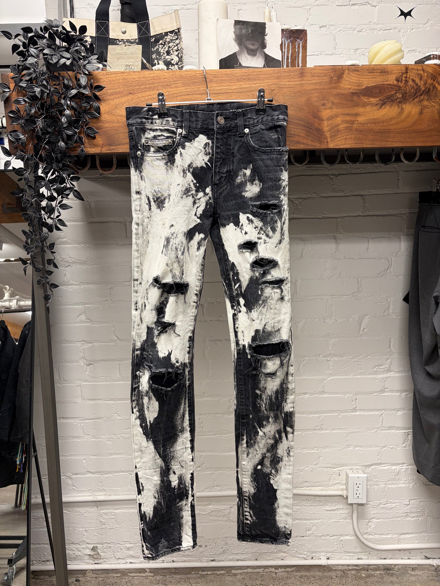 2015 Saint Laurent ‘D02’ Bleach Distressed Skinny Jeans