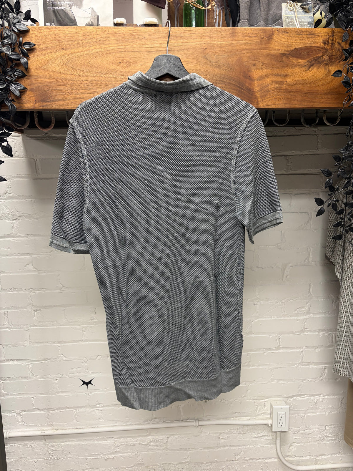 Dolce & Gabbana ‘Mainline’ Woven Grey Cotton Polo with Frayed Raw Hems