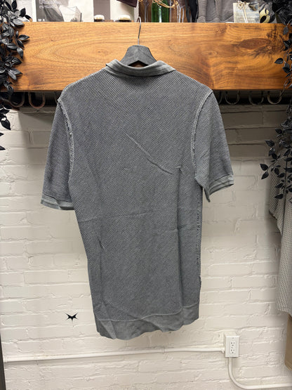 Dolce & Gabbana ‘Mainline’ Woven Grey Cotton Polo with Frayed Raw Hems
