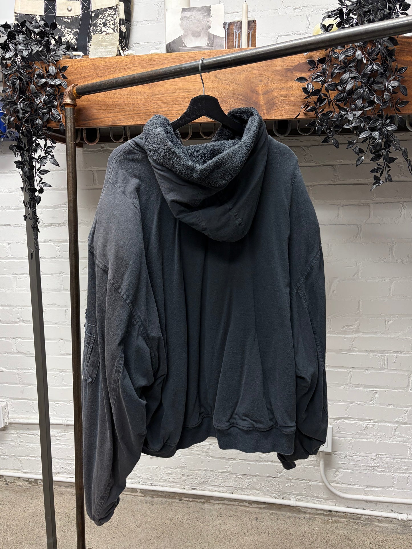 Greg Ross Padded Shoulder MA-1 Pocket Towel Cotton Hoodie