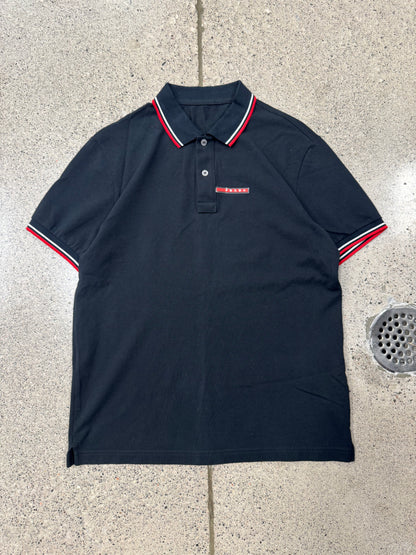 2018 Prada ‘Linea Rossa’ Red Stripe Logo Polo