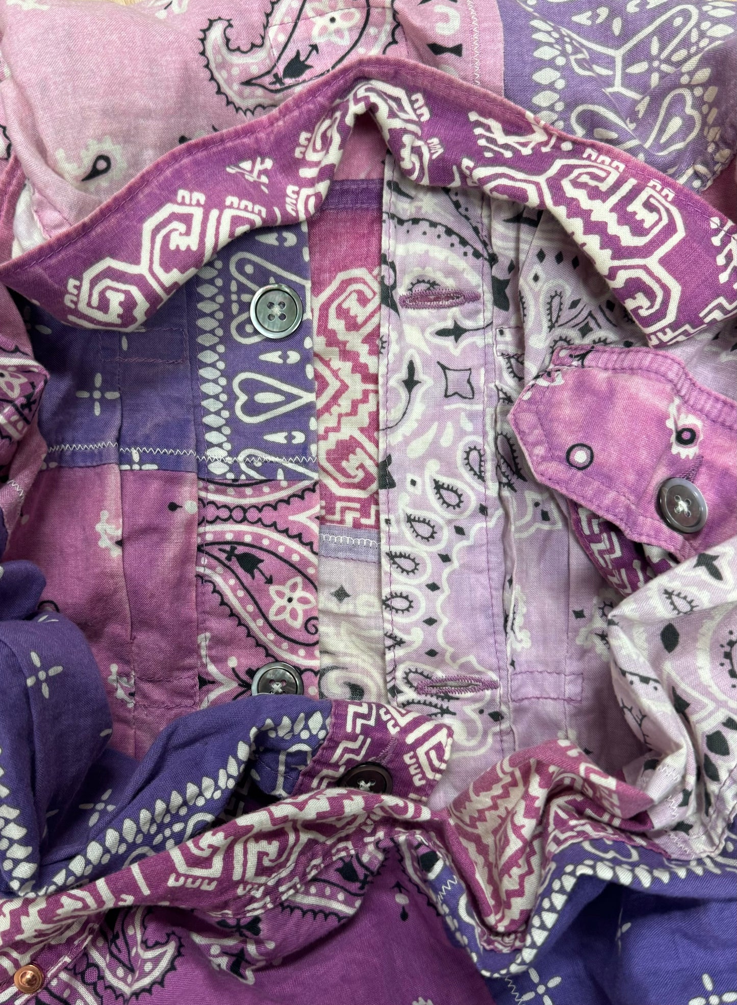 Kapital ‘Bandanna’ Purple Patchwork Button Down Trucker Jacket