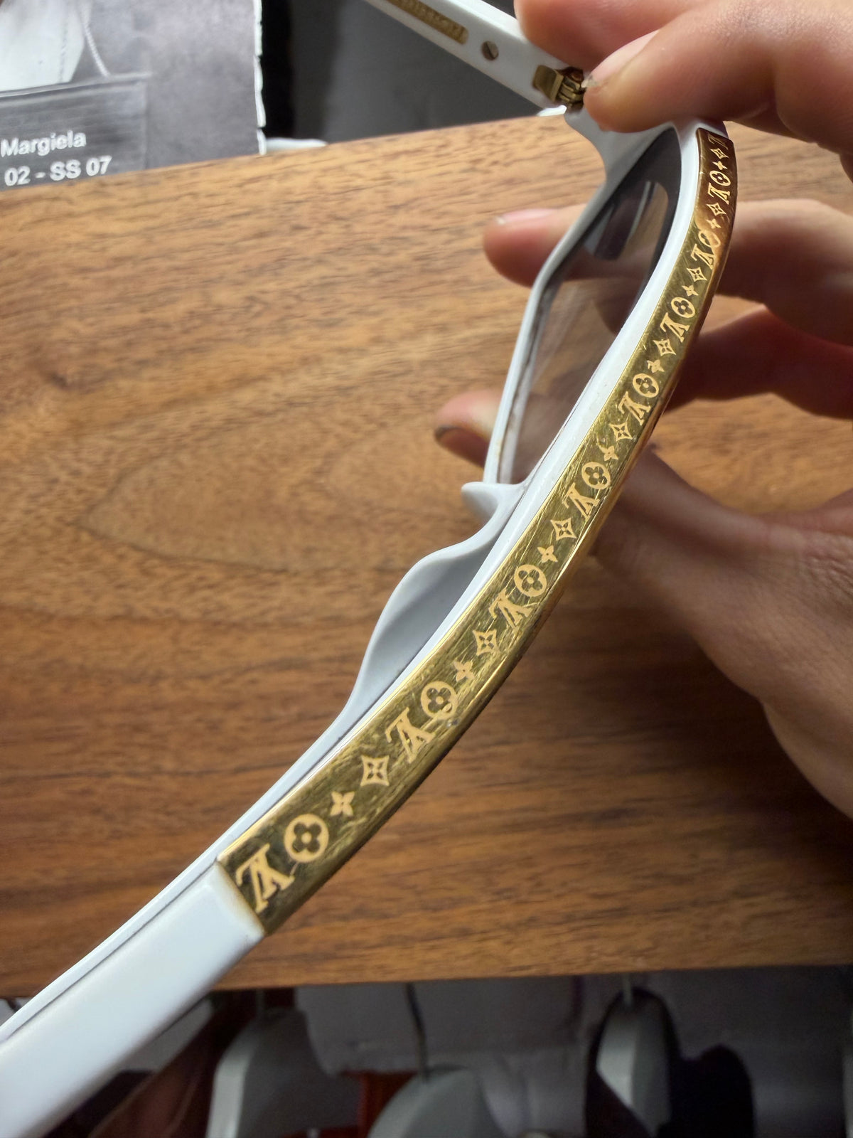 2008 Louis Vuitton ‘Evidence’ Gold/White Aviator Sunglasses