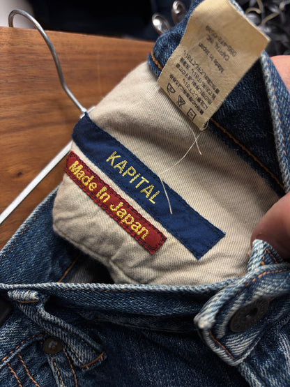 Kapital Raw Washed Indigo Blue Bootcut Denim