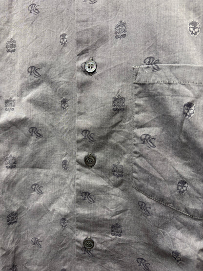 AW2006 Raf Simons ‘Iconography Monogram’ Grey Skull/RS Logo Button Up Shirt