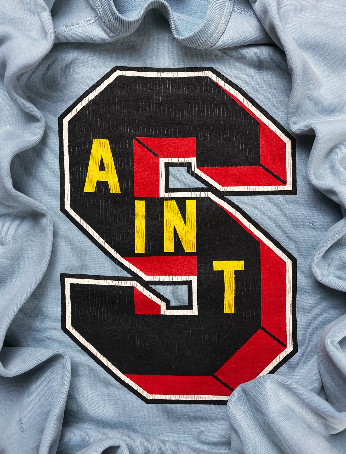 Spring Summer 2023 Saint Michael x Denim Tears Distressed Varsity Sweatshirt.