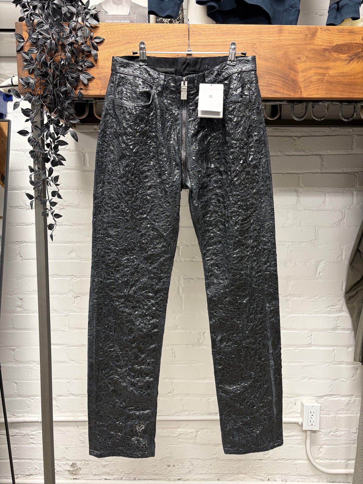 AW2020 Givenchy Wax Coated Black ‘Crackled’ Denim