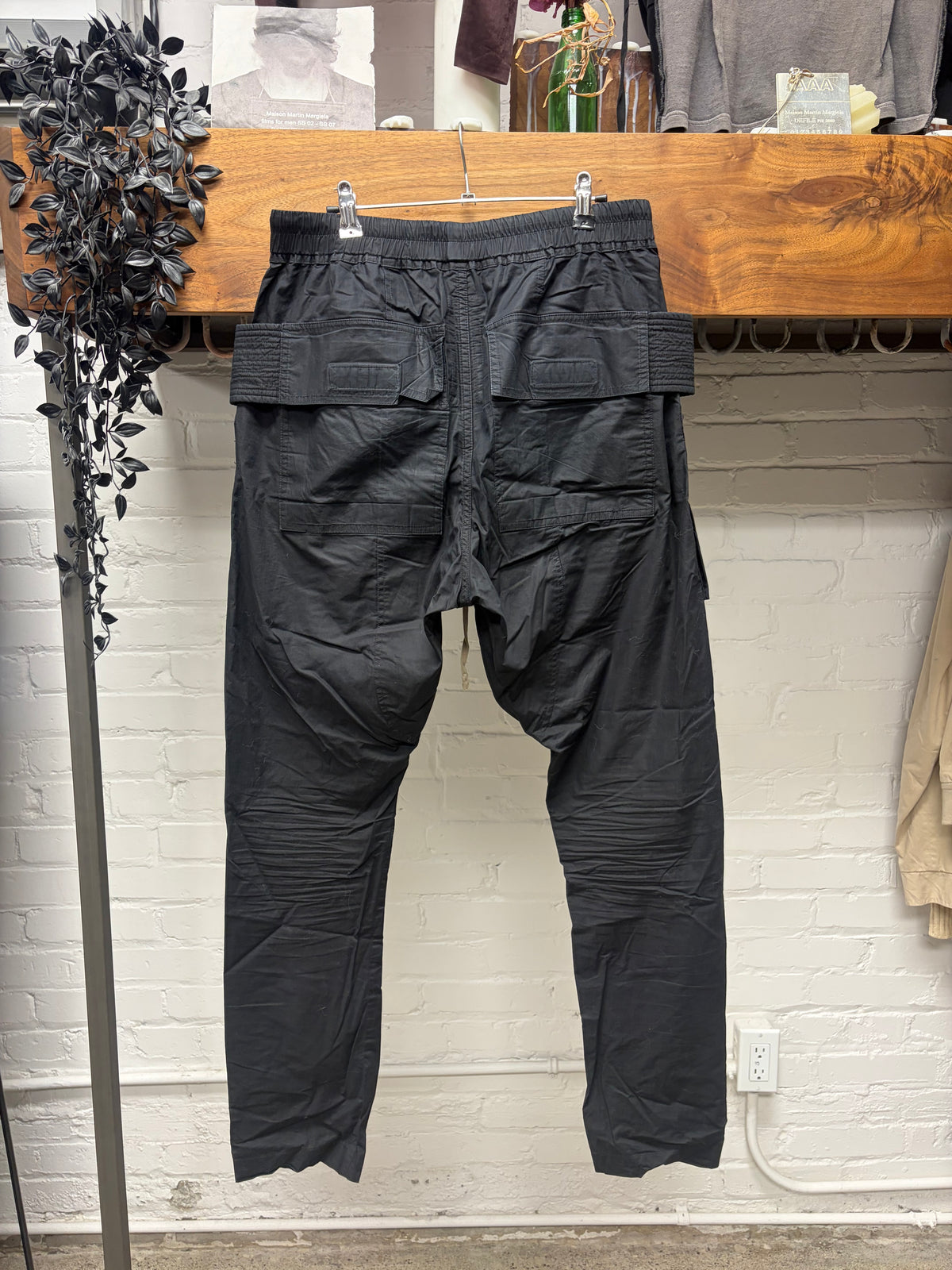 Rick Owens DRKSHDW ‘Creatch’ Black Drawstring Cargo Pants