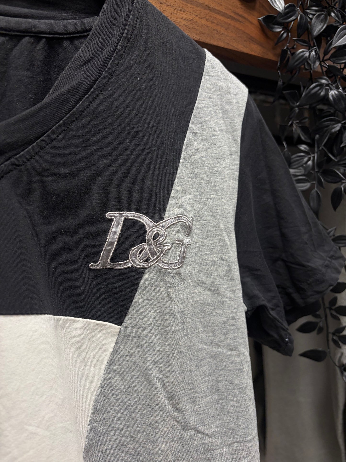 Dolce & Gabbana Colorblocked Black V-Neck Shirt