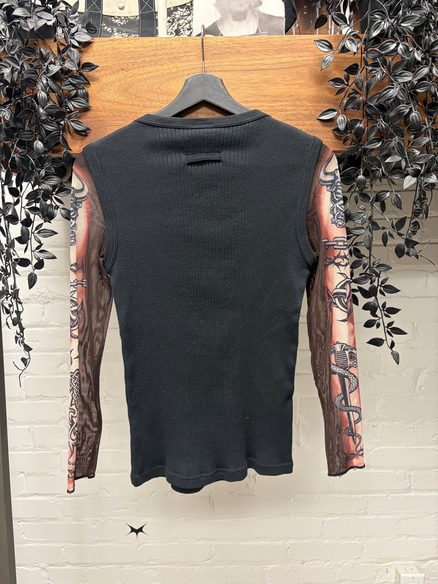 SS1996 Jean Paul Gaultier ‘Safe Sex Forever’ Ribbed Cotton/Mesh Long Sleeve Shirt