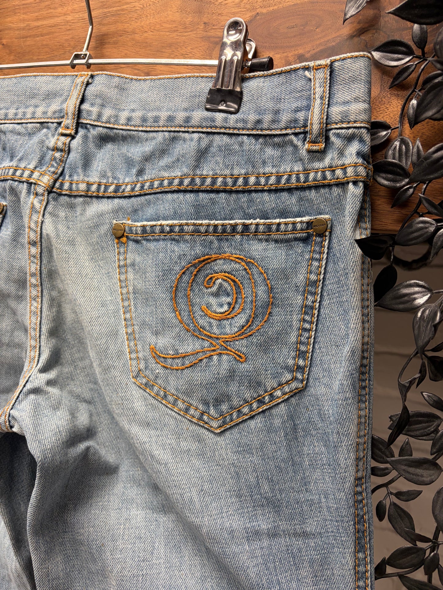 2004 Alexander McQueen Low Rise Light Wash Blue Skinny Jeans