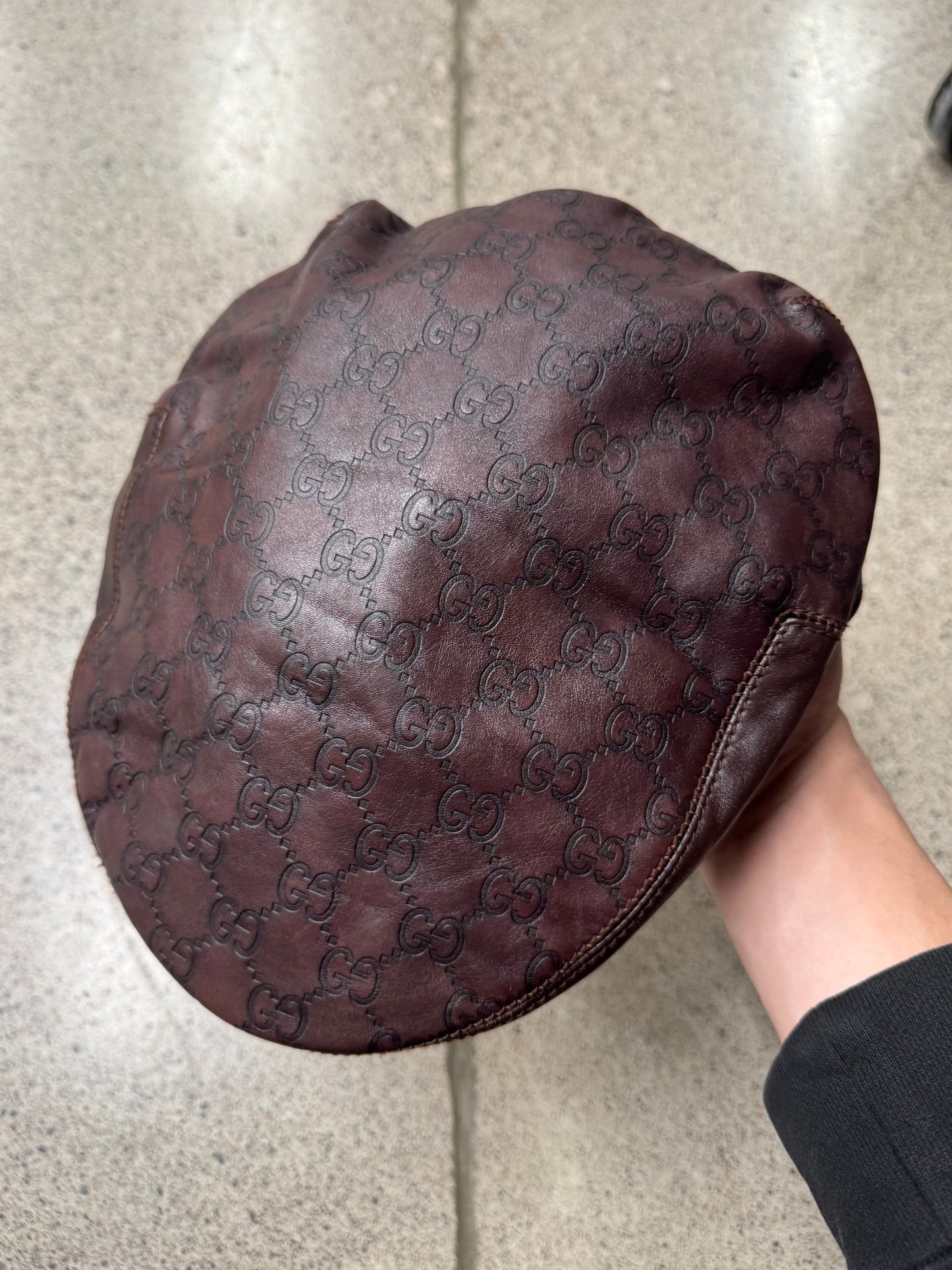 2005 Gucci Embossed Monogram Leather ‘Driver’ Hat