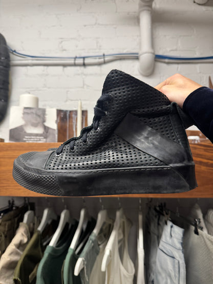 Boris Bidjan Saberi Lazer Cut Calfskin Leather High Top Sneakers