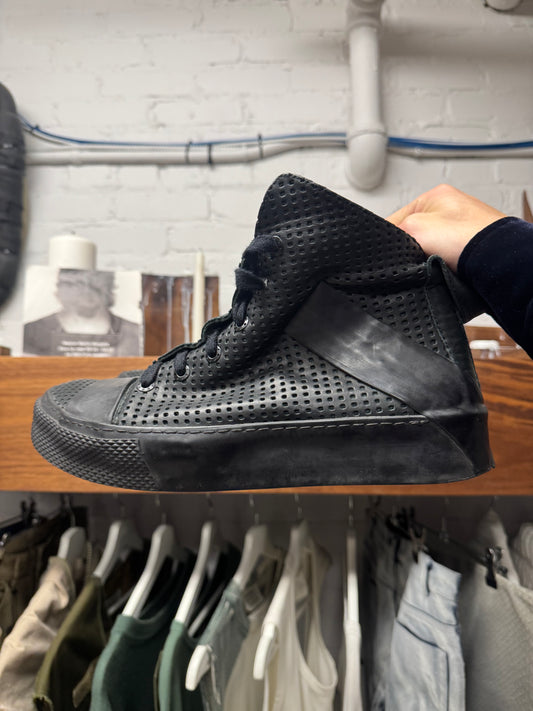 Boris Bidjan Saberi Lazer Cut Calfskin Leather High Top Sneakers