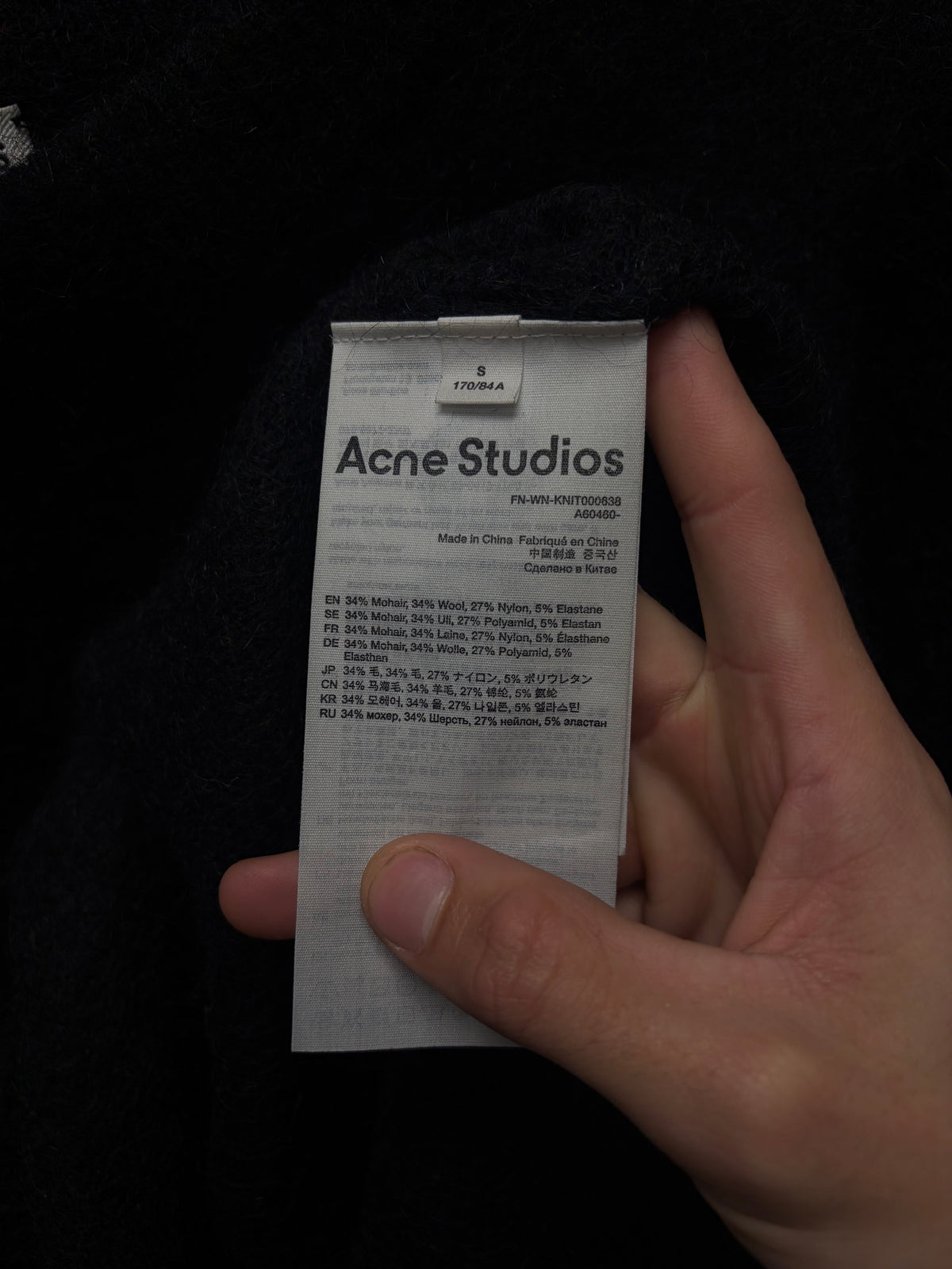 Acne Studios Black Mohair Knit Sweater