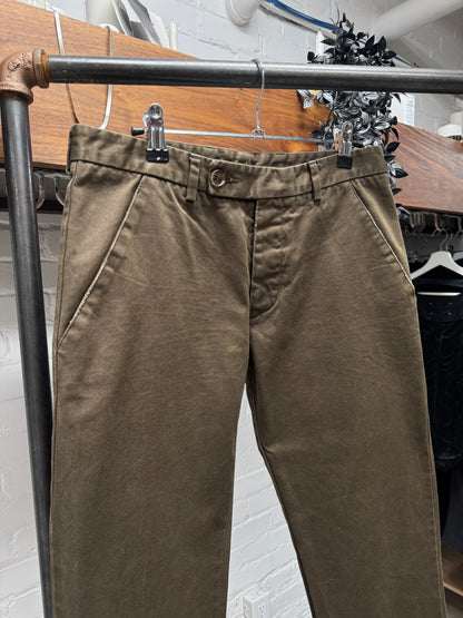 Dior Homme Brown Military Inspired Button Snap Skinny Denim