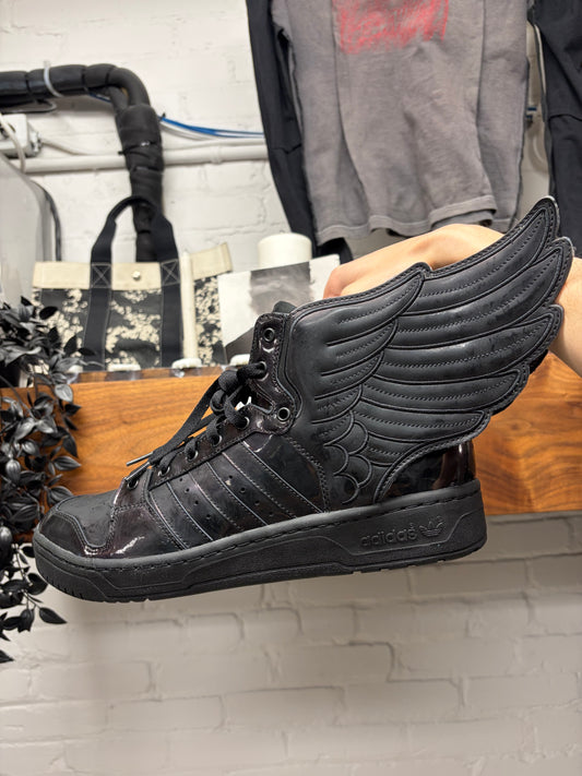 Jeremy Scott x Adidas ‘Wings 2.0’ Black Patent Leather High Top Sneakers