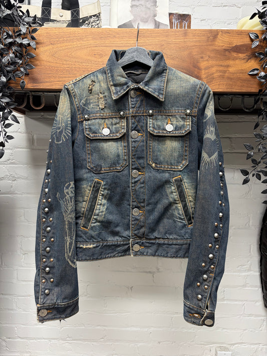 AW2005 Dsquared2 ‘Jesus Lord’ Studded Denim Trucker Jacket