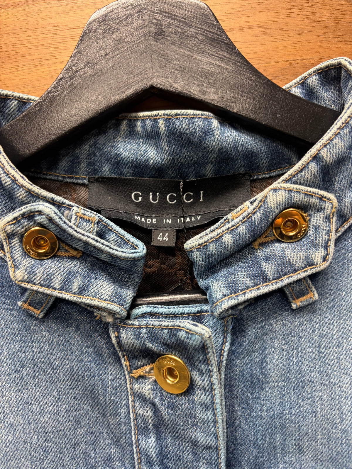 SS2004 Gucci by Tom Ford ‘Bamboo Belted’ Blue Denim Jacket with Bondage Lace Back Detailing