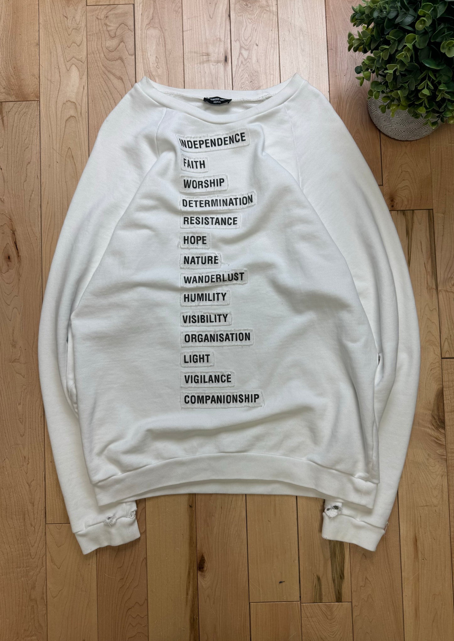 Raf Simons Redux SS2002 ‘Independence’ White Sweatshirt