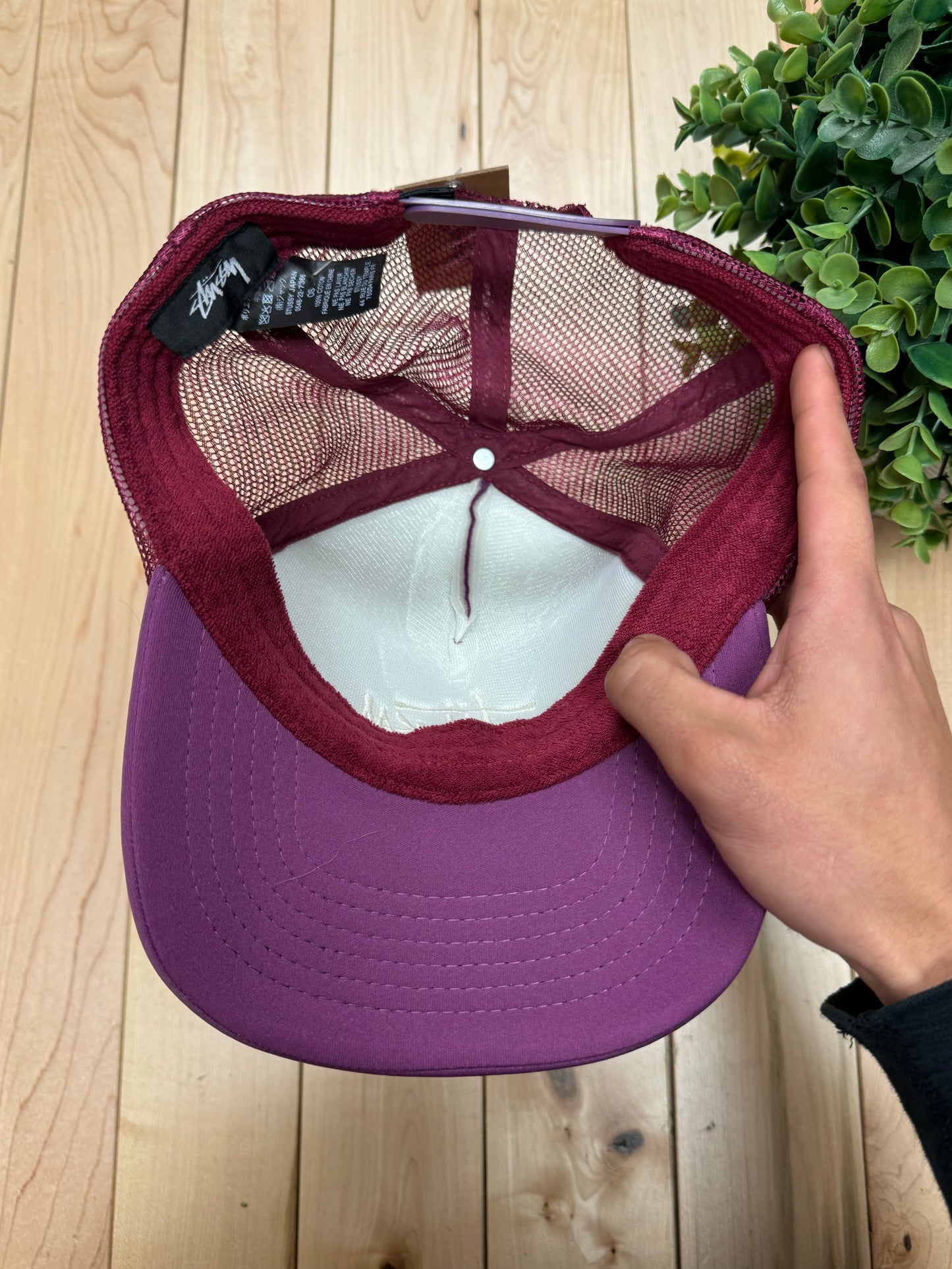 Stussy Purple/White Logo Mesh Trucker Hat