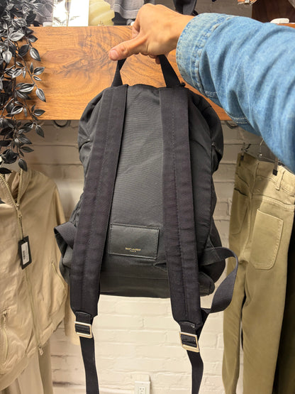 Saint Laurent Black Canvas ‘Explorer’ Backpack with Leather Trim