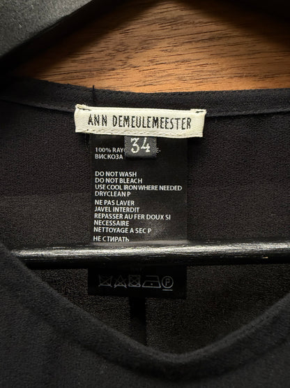 Ann Demeulemeester Darted Black Rayon Long Sleeve Shirt