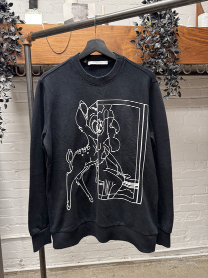 2017 Givenchy by Ricardo Tisci ‘Bambi’ Black Graphic Sweatshirt