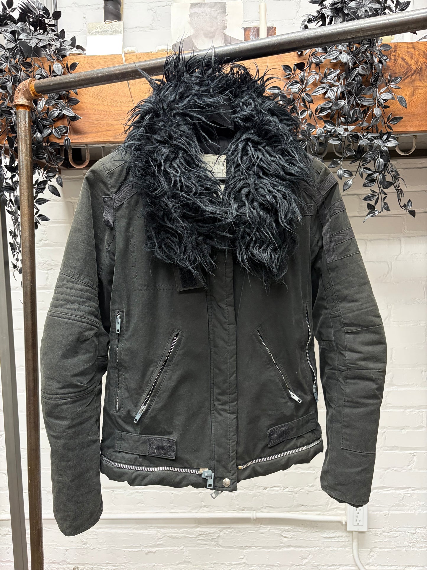 AW1999 Helmut Lang ‘Astro Parka’ Fur Hood Cropped Black Jacket