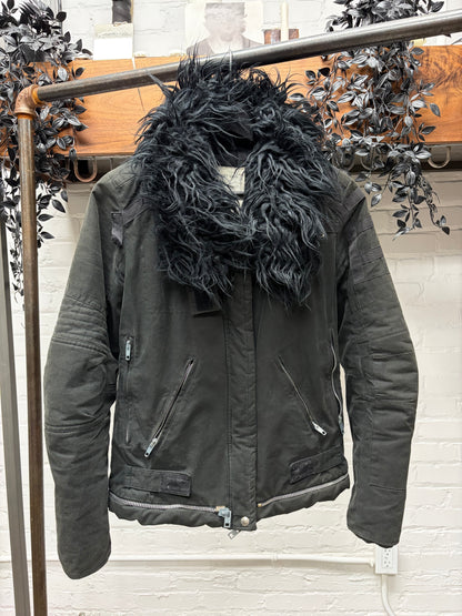 AW1999 Helmut Lang ‘Astro Parka’ Fur Hood Cropped Black Jacket