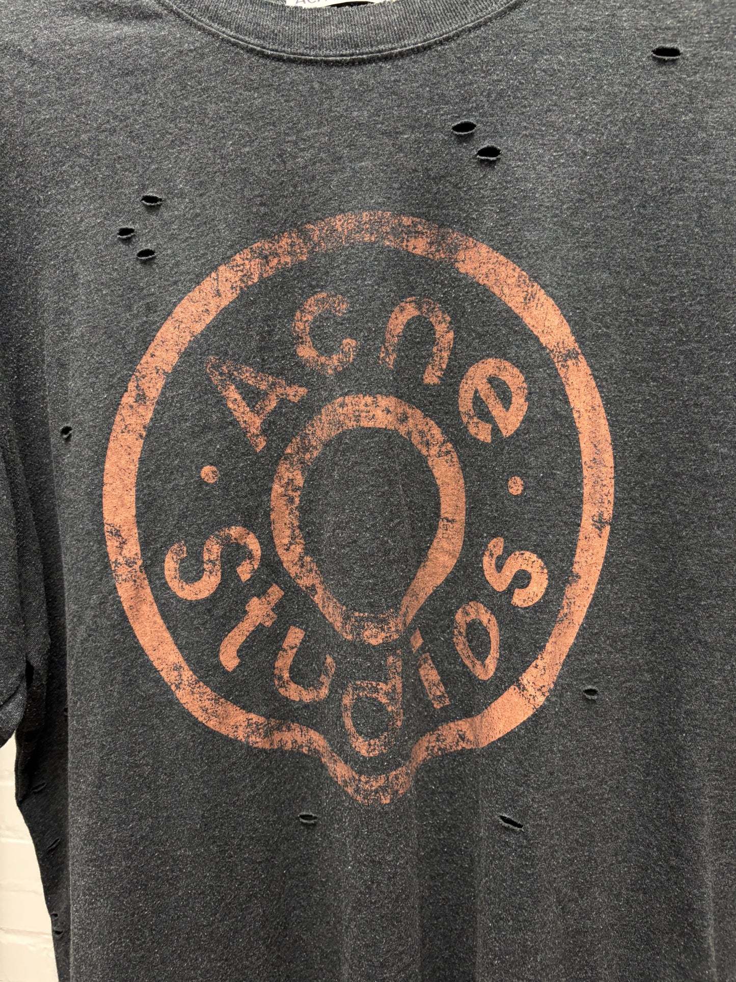 Acne Studios ‘Black Melange’ Distressed Logo T-Shirt