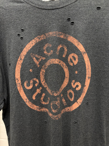 Acne Studios ‘Black Melange’ Distressed Logo T-Shirt