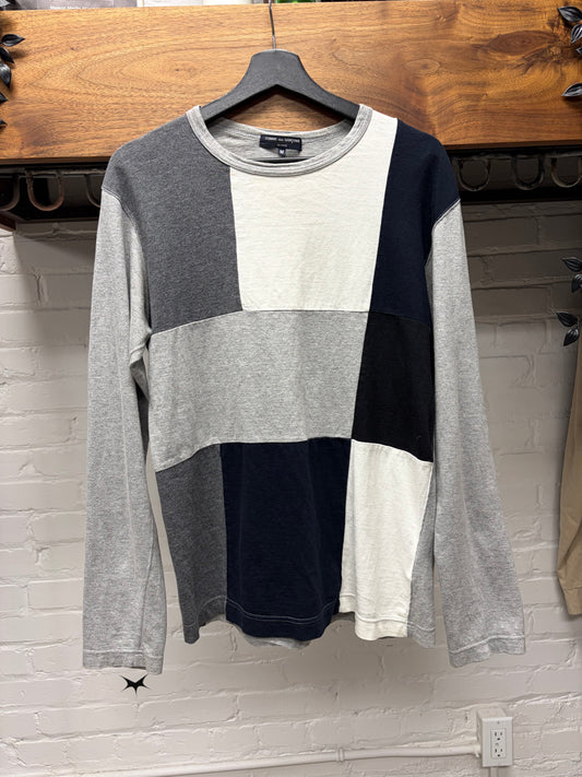 2008 Comme Des Garçons Homme ‘Patchwork’ Panelled Cotton Geometric Long Sleeve Shirt