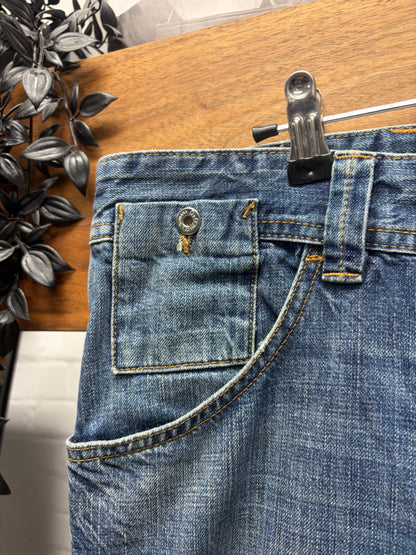 2000s Dolce & Gabbana Classic Blue Washed Bootcut Distressed Denim