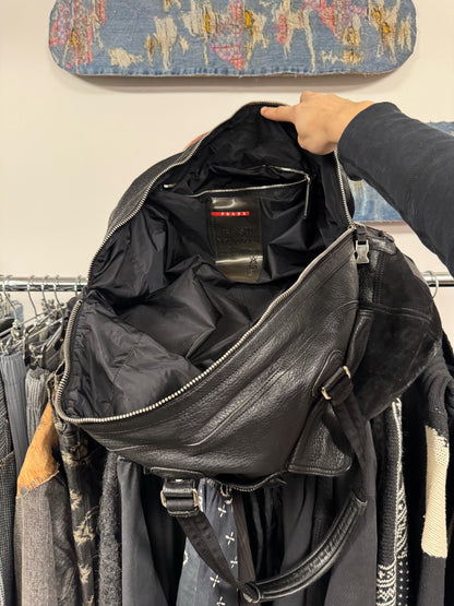 Prada Sport Suede/Calfskin Leather Black Gym Duffel Bag