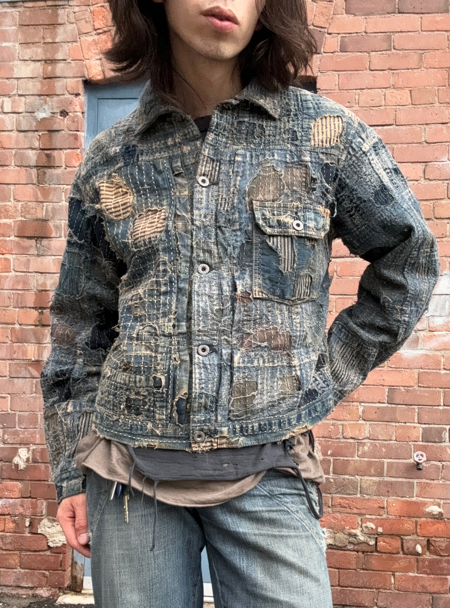 Spring Summer 2024 Kapital ‘Boro’ Patchwork Repaired Denim Jacket