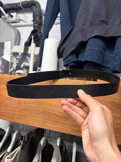 Vintage 90s Gucci GG Interlock Logo ‘Minimal’ Black Leather Belt