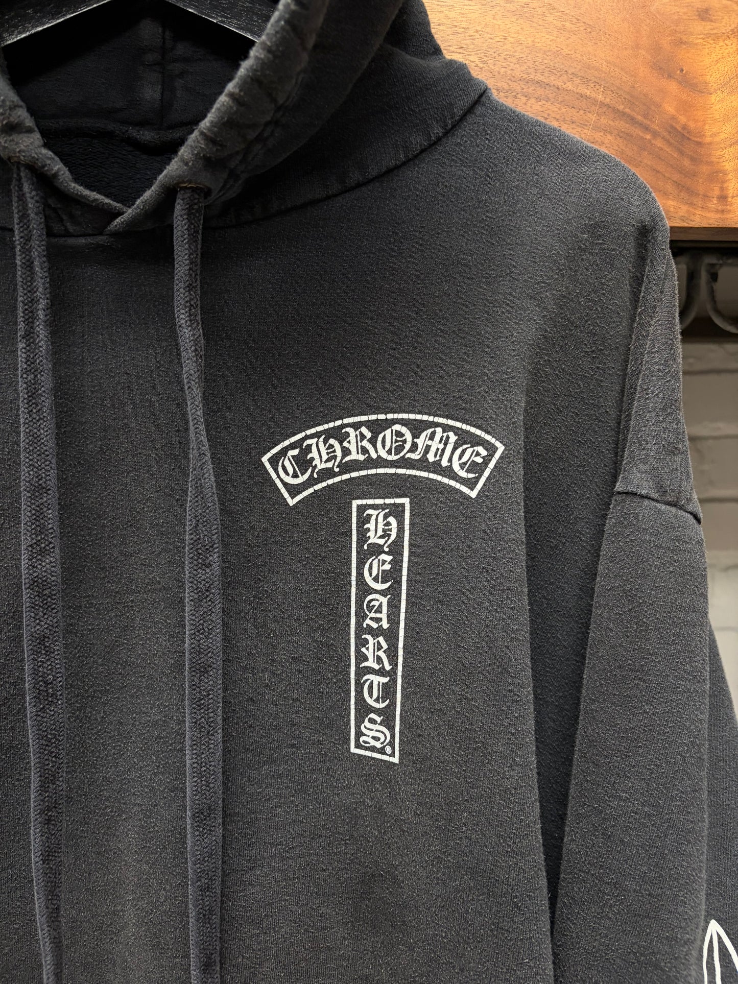 Vintage Chrome Hearts ‘T-Bar’ Floral Cross Logo Black Pullover Hoodie