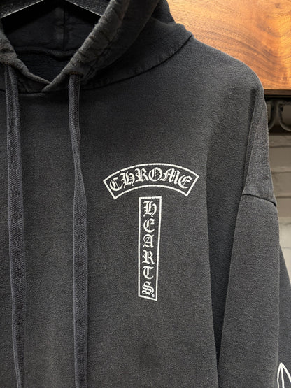 Vintage Chrome Hearts ‘T-Bar’ Floral Cross Logo Black Pullover Hoodie