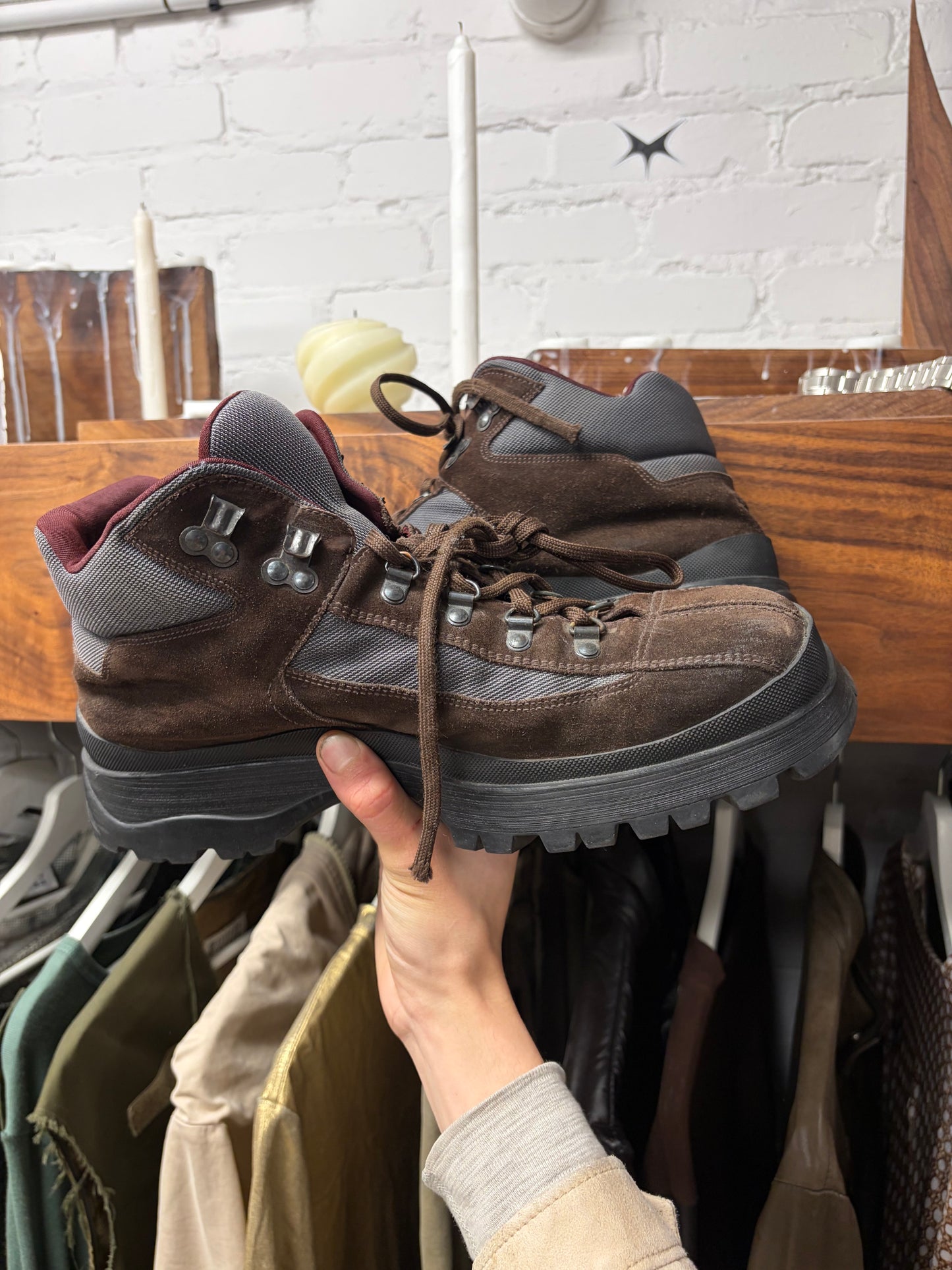 Vintage Prada Brown/Black Suede Hiking Boots