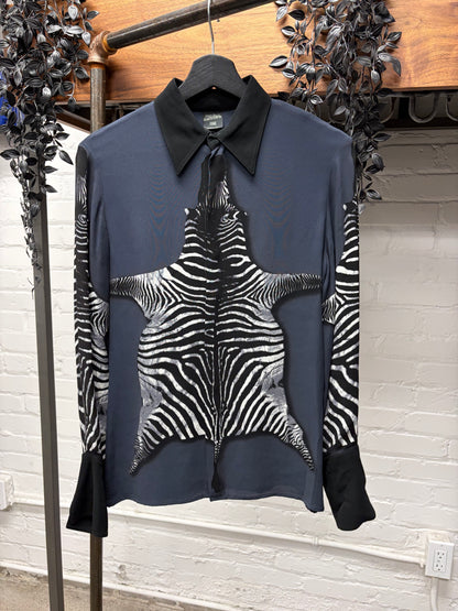 AW1998 Jean Paul Gaultier ‘Zebra Hide’ Button Snap Collared Evening Shirt