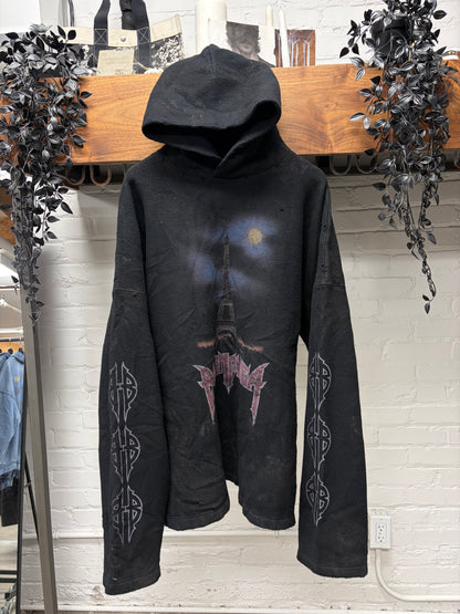 AW2023 Balenciaga ‘Paris Moon/Heavy Metal’ Black Fleece Pullover Hoodie