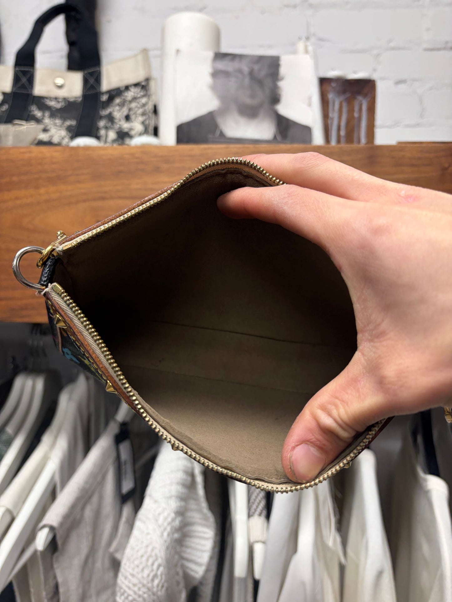 SS2003 Louis Vuitton x Takashi Murakami ‘Pochette’ Black Rainbow Monogram Leather Mini Shoulder Bag