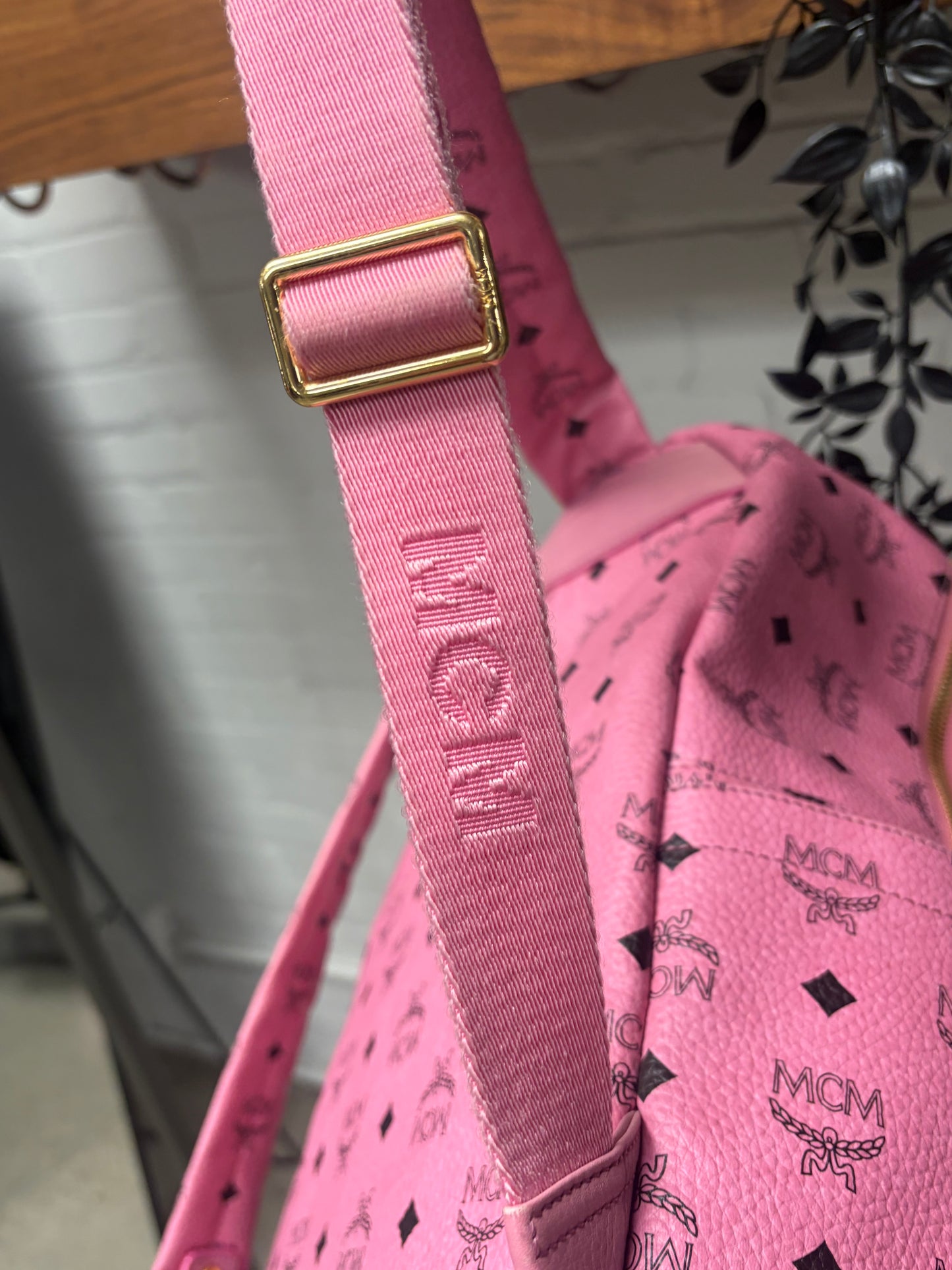 MCM ‘Viestos’ Pink Leather Stark Studded Backpack